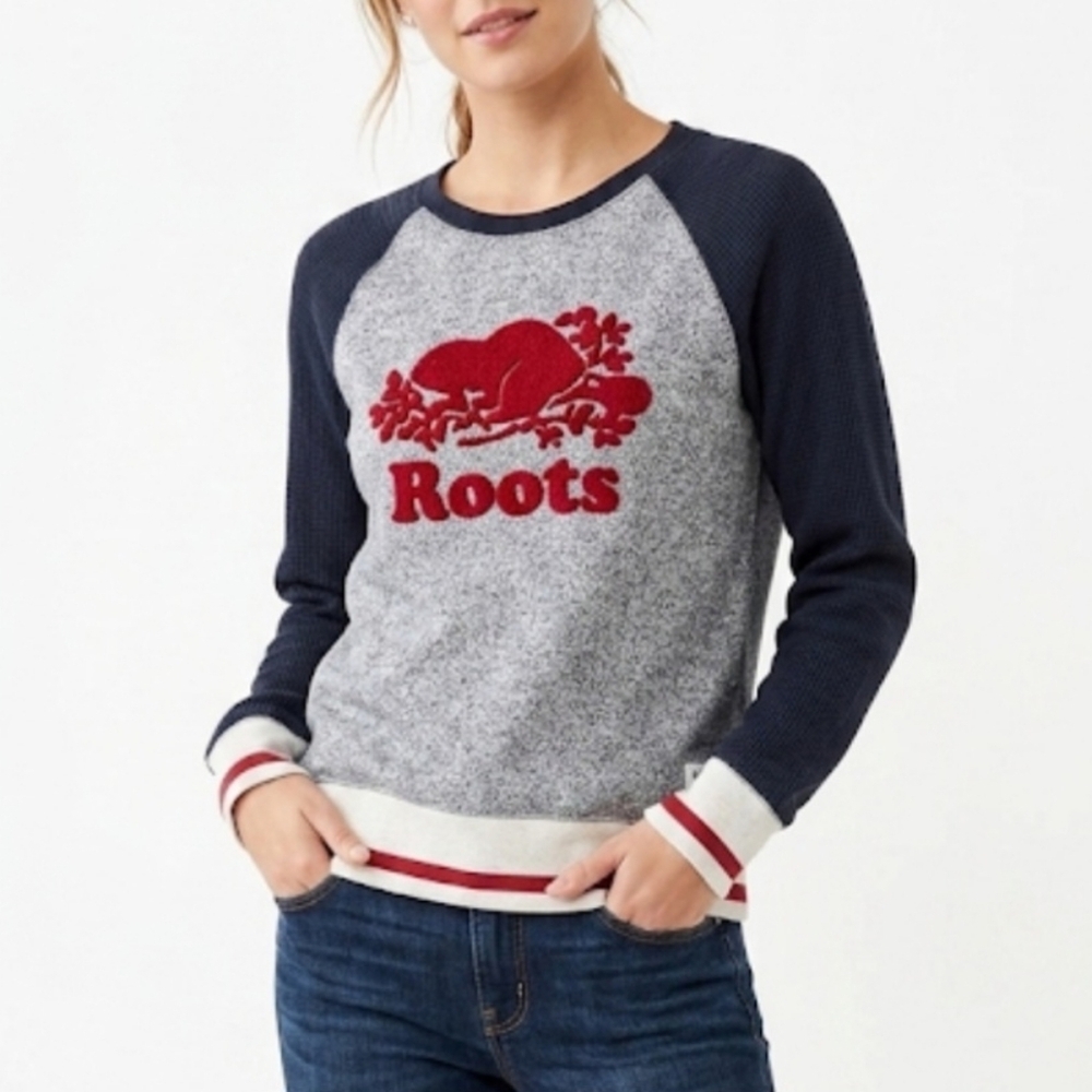 🪻Roots Cabin Collection Women's Black and Grey Crewneck Sweater🪻